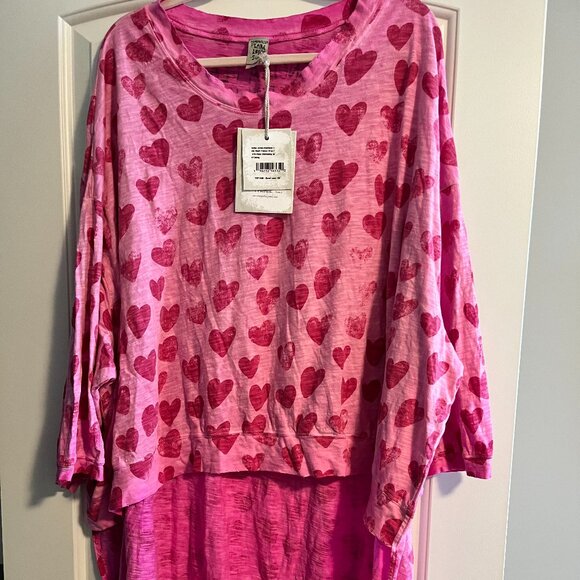 Magnolia Pearl Tops - Magnolia Pearl Cotton Jersey Oversized Candy Heart Francis Hi/Lo Top 2448 - NWT